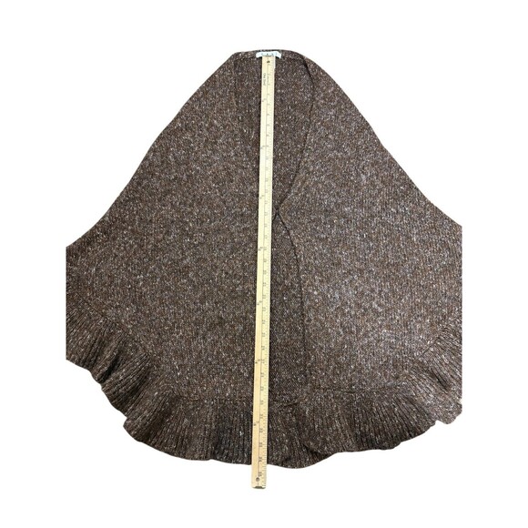 Cabi Poncho Shawl Women's ONE SIZE Cape Heather Brown Ruffle Hem Flowy - Picture 10 of 11